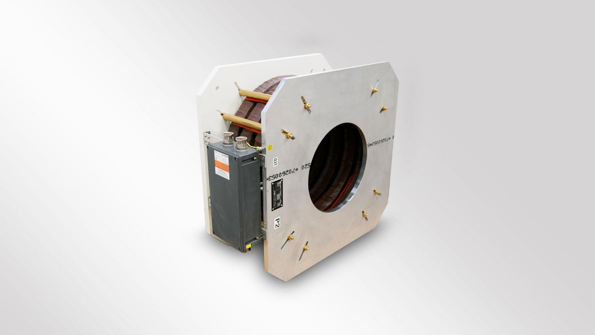 A rectangular white current transformer designed for use in generators in power stations